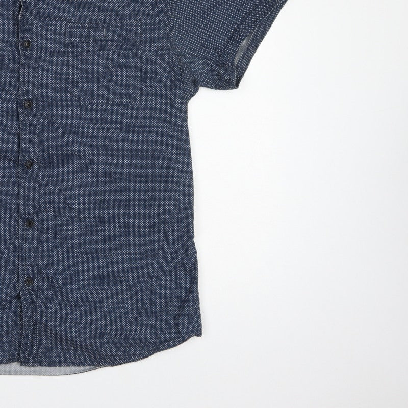 Jeanswest Men’s Blue Polka Dot Classic Fit Short Sleeve Button-Up Shirt L