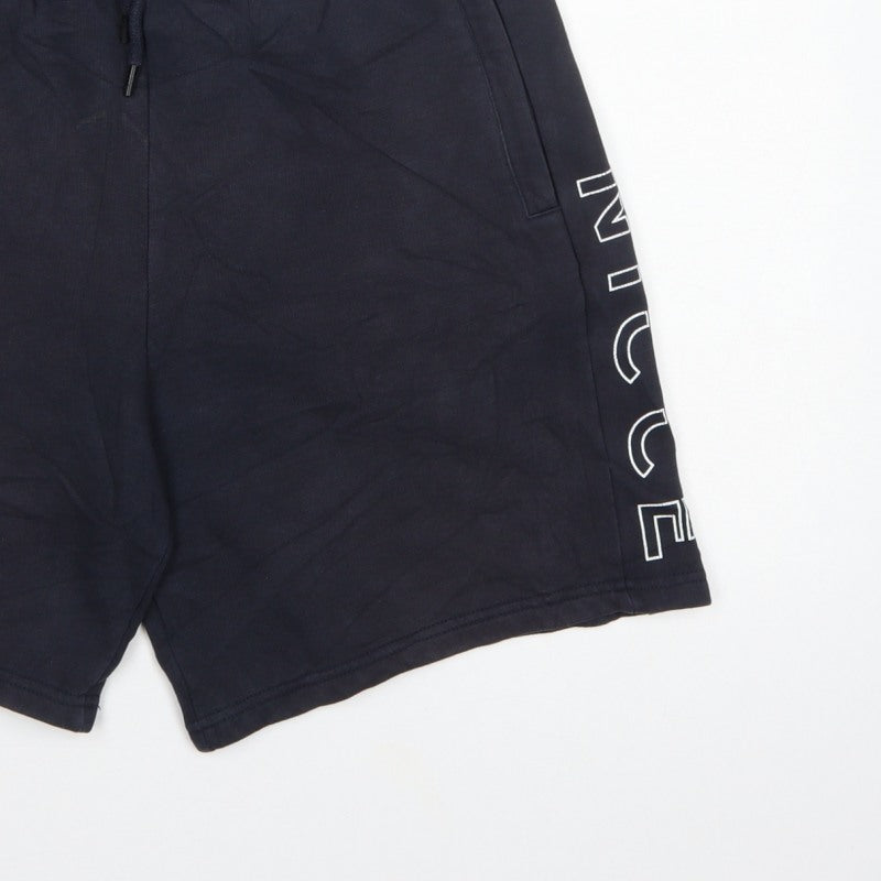 NICCE Men’s Blue M Sweat Shorts Drawstring Logo Pockets