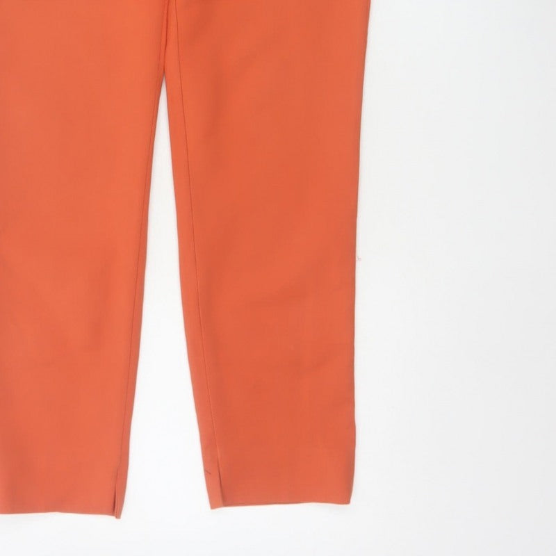 Zara Women Orange S Tapered Tailored Dress Trousers Pockets