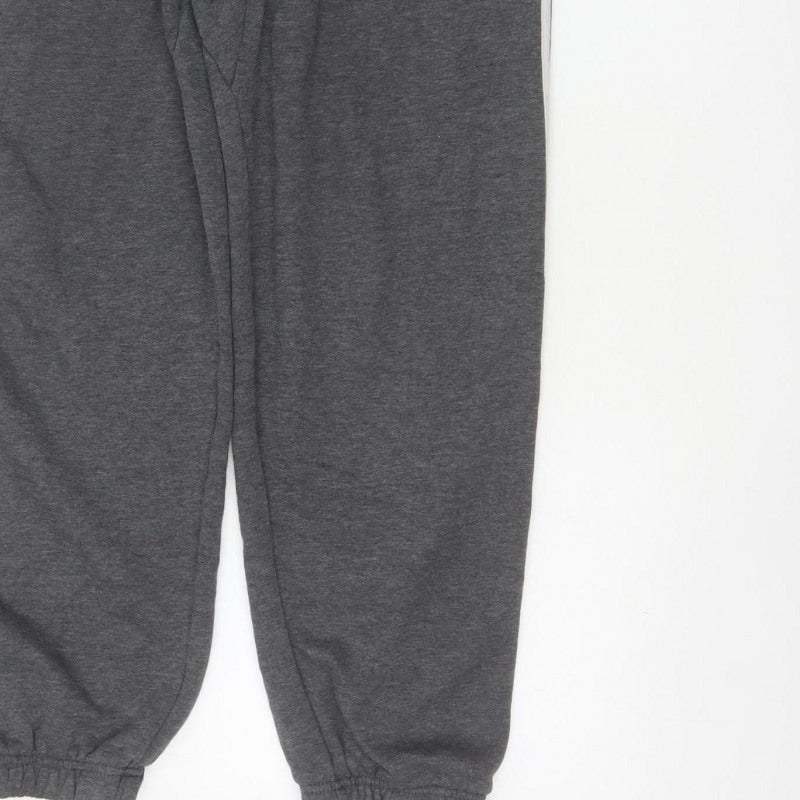 Lonsdale Men’s Grey M Jogger Sweatpants Logo Stripe Cuffed Pockets