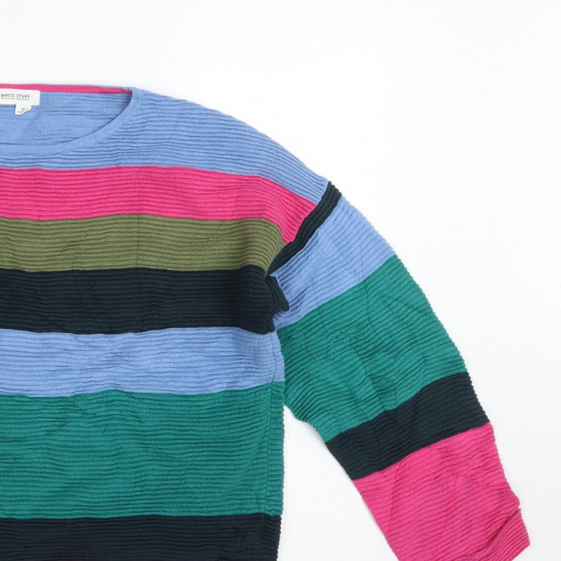 White Stuff Women Multicoloured UK 18 Striped Crew Neck Knit Jumper