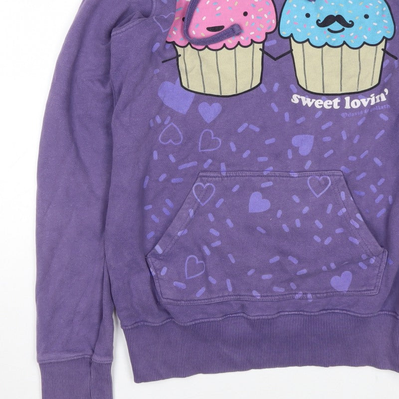 David & Goliath Teens Purple L Pullover Hoodie Cupcake Graphic Pocket