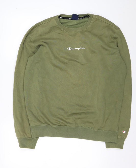 Champion Men’s Green XL Logo Crew Neck Fleece Sweatshirt