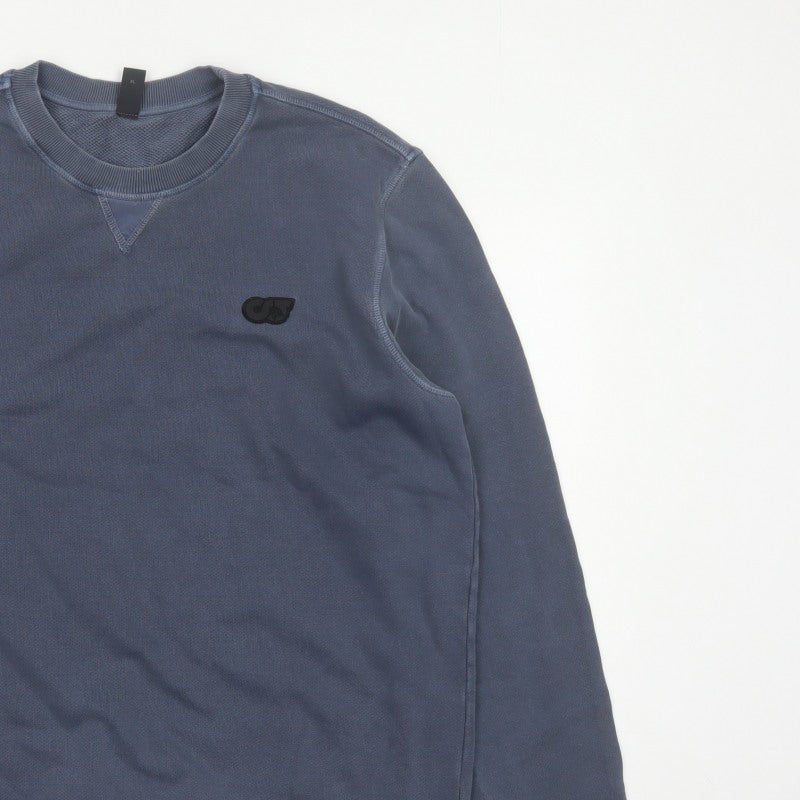 AlphaTauri Men’s Blue XL Crew Neck Logo Cotton Pullover Sweatshirt
