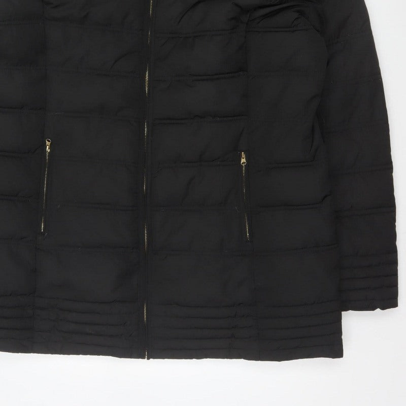 Tissaia Women’s Black Size 20 Quilted Puffer Coat Fur Trim