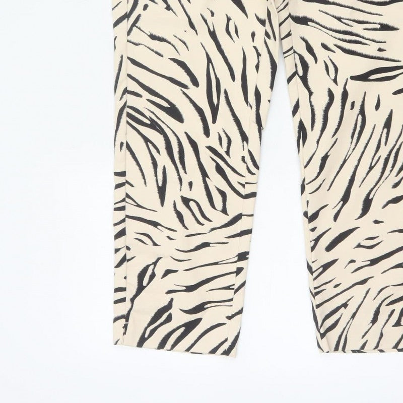 Marks & Spencer Women’s Black Mix Zebra Print Trousers UK 10