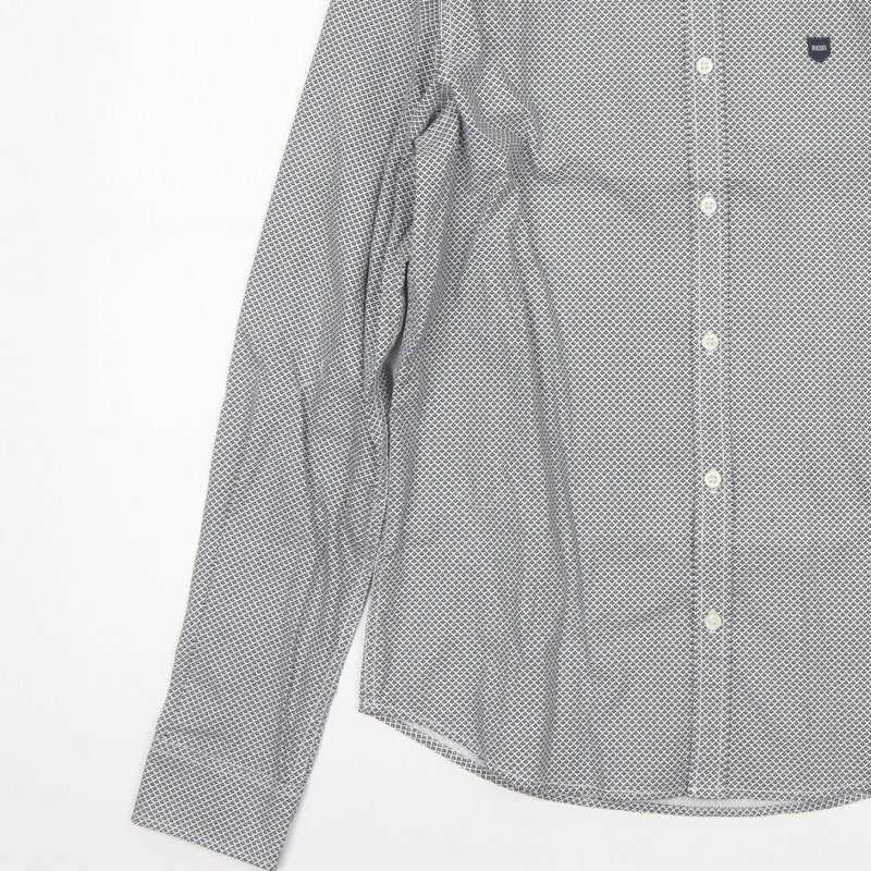 Diesel Men's Black White Geometric Print Button-Up Shirt M