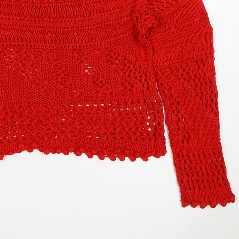Zara Women’s Red Size S Open-Knit Crew Neck Pullover Jumper