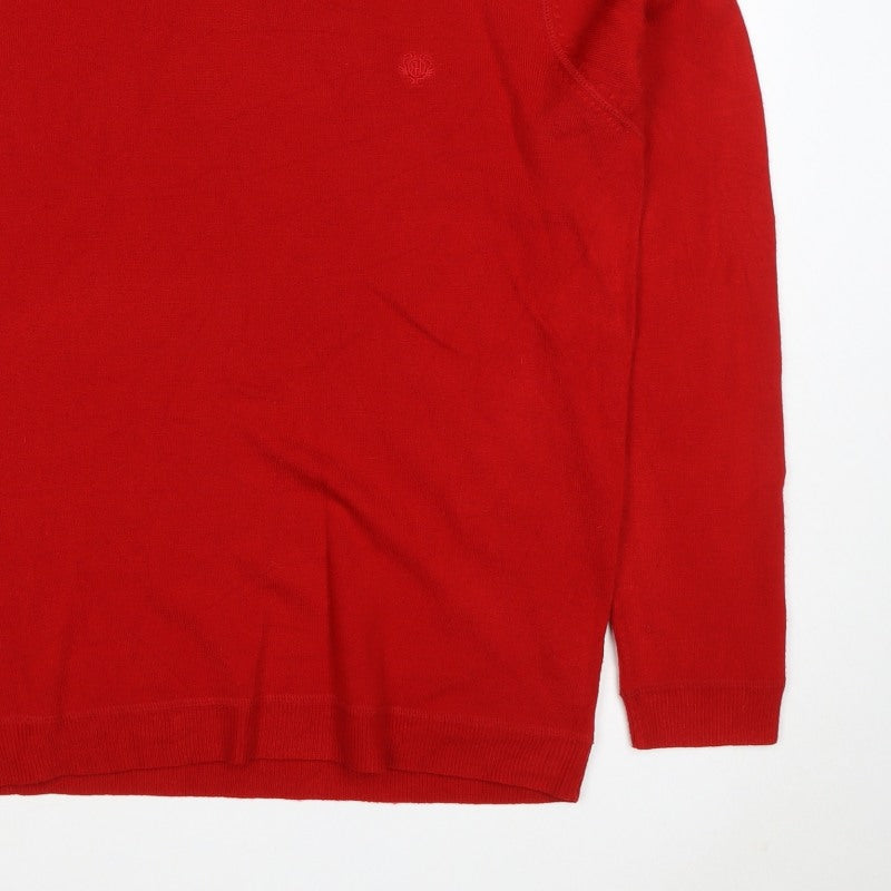 Red Herring Men’s Red XL V-Neck Pullover Jumper 100% Acrylic