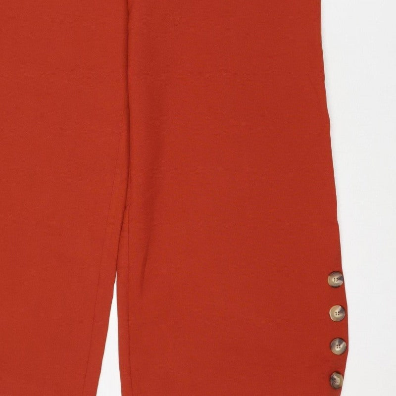 SHEIN Women Red UK 14 Wide-Leg Cropped Trousers Button Detail