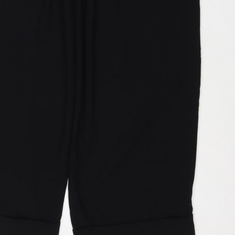 Marks and Spencer Women's Black UK 8 Short Belted Tapered Trousers