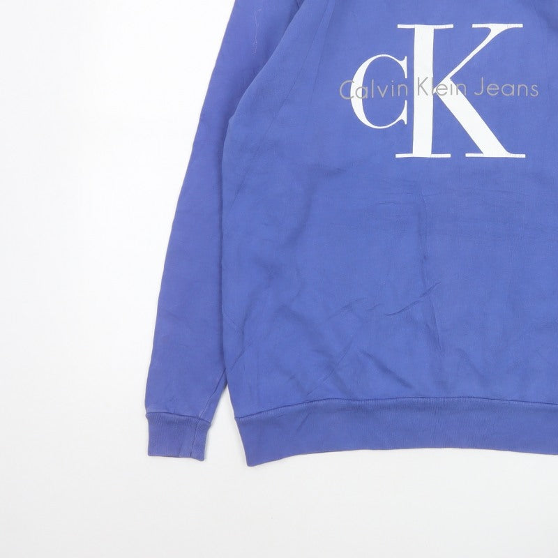 Calvin Klein Jeans Men’s Blue M CK Logo Graphic Crew Neck Sweatshirt Pullover