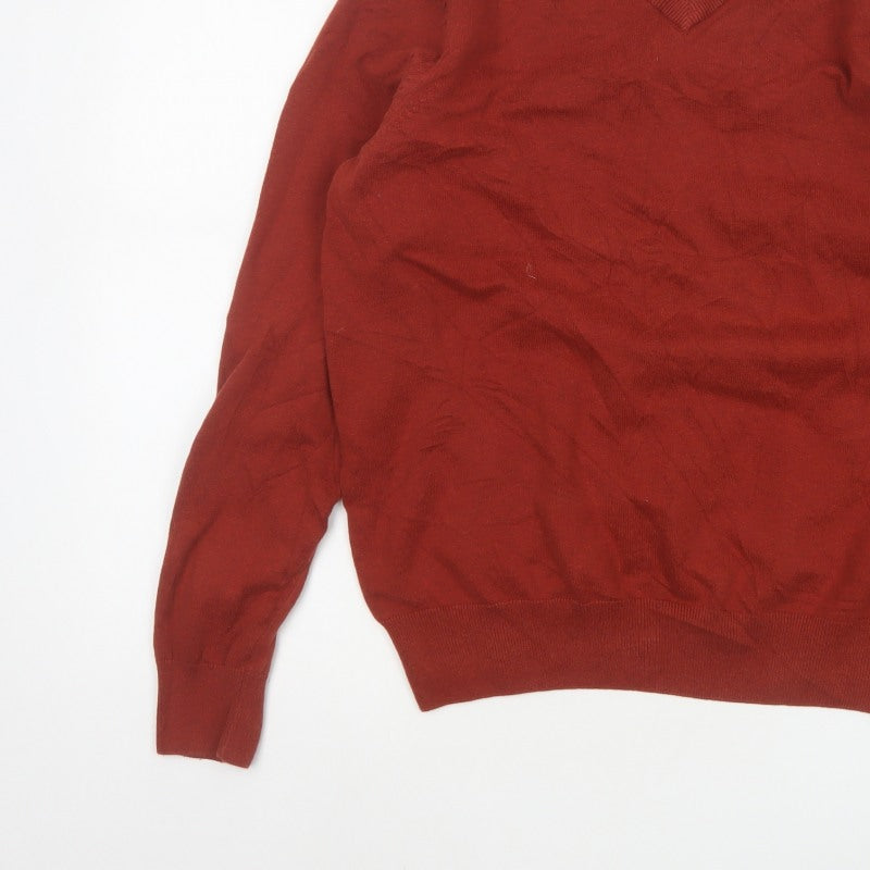 Marks & Spencer Men’s Red L Pure Cotton V-Neck Pullover Jumper