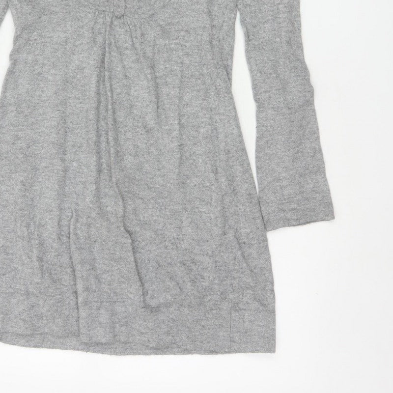 Boden Women Grey Knit Henley Button Jumper Dress Size 8