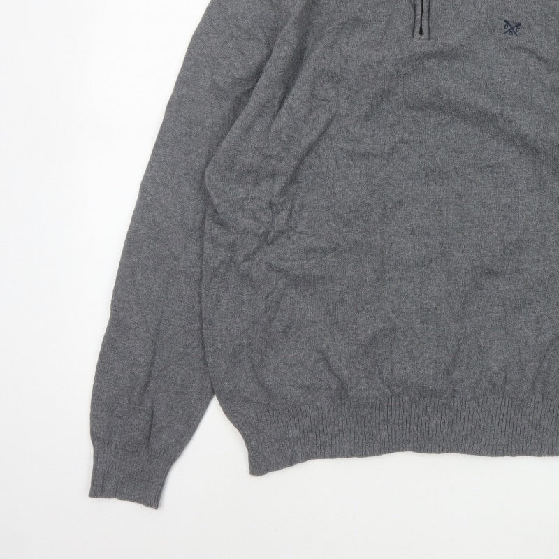 Crew Clothing Co. Men’s Grey XXL 1/4 Zip Cotton Cashmere Jumper