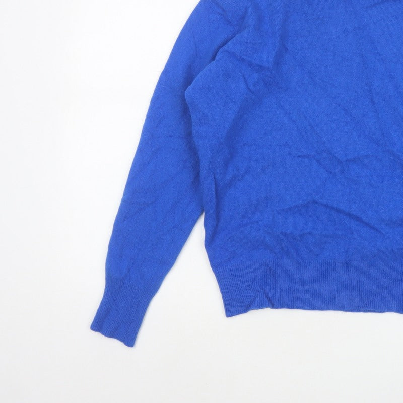 Emreco Women Blue Lambswool Angora Roll Neck Jumper UK 14