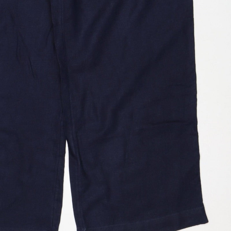 Marks & Spencer Women’s Blue Linen Size 16 Wide Leg Cargo Trousers
