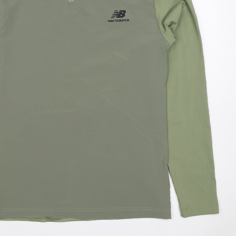 New Balance Men's Green M 1/4 Zip Long Sleeve Running Training Top