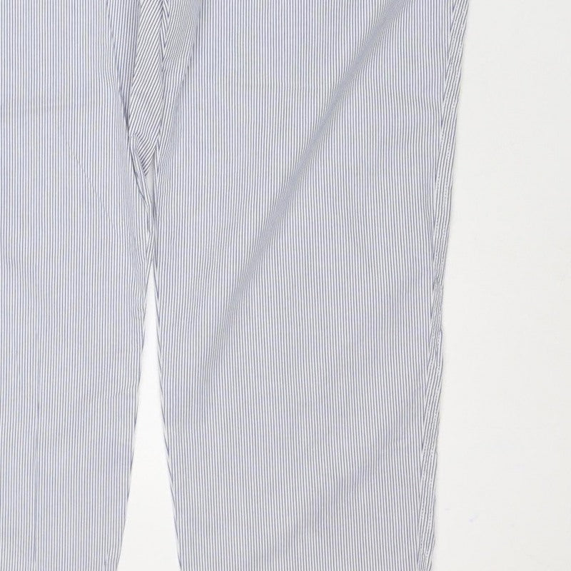 Marks & Spencer Women’s Blue Stripe Size 18 Regular Chino Trousers