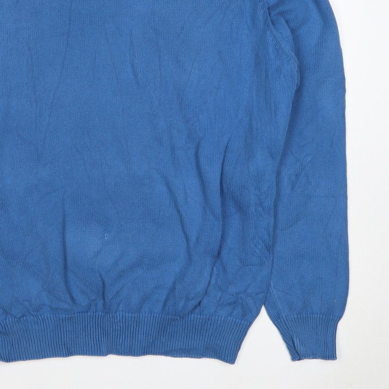 Atlantic Bay Men Blue M Cotton Crew Neck Knit Pullover Jumper