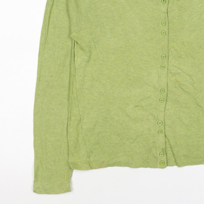 White Stuff Women Green UK 12 Linen Cotton Button Cardigan