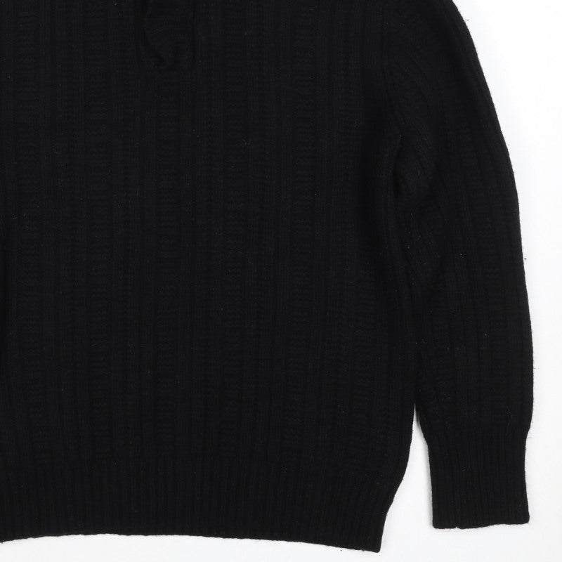 Rocha John Rocha Men’s Black XL Cable Knit 1/4 Zip Wool Jumper
