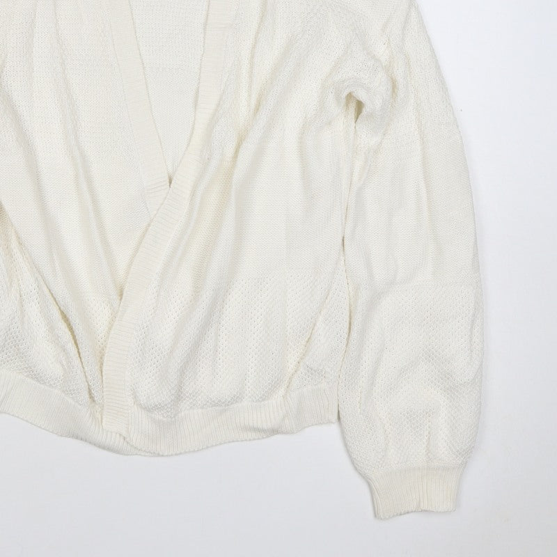 Papaya Women Ivory L Open Knit V-Neck Oversized Cardigan
