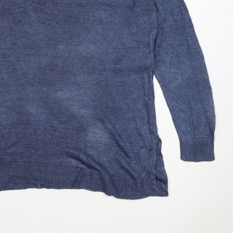 Mint Velvet Women’s Blue V-Neck Fine Knit Pullover Jumper M