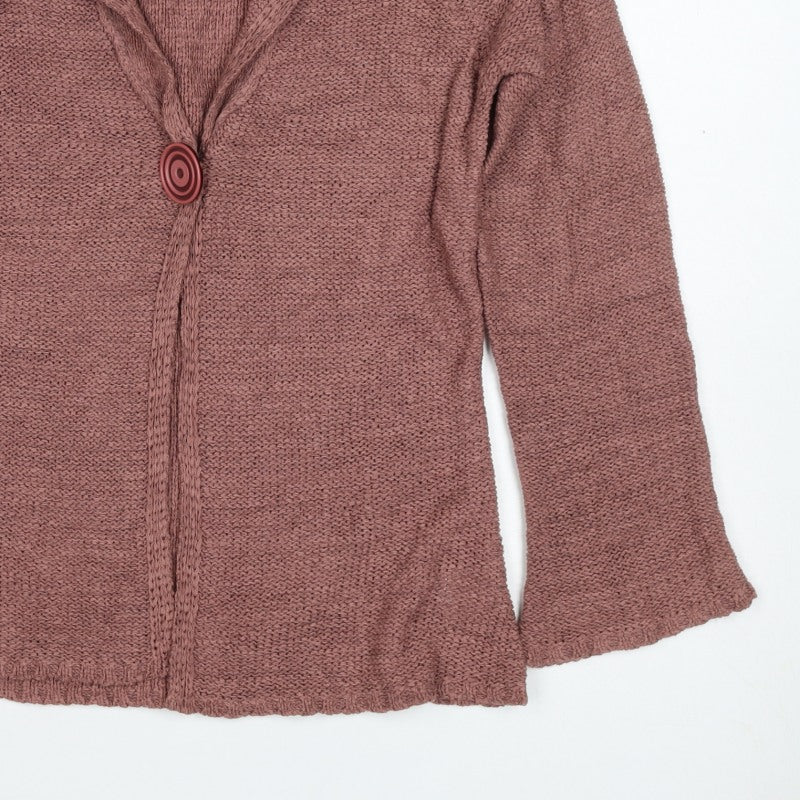 i/text. Women’s Pink S Chunky Knit V-Neck Button Cardigan