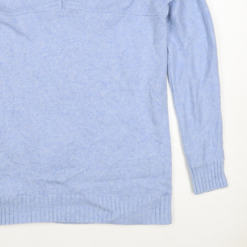 Jaeger Women Blue M Wool Cashmere V-Neck Fine Knit Pullover Jumper