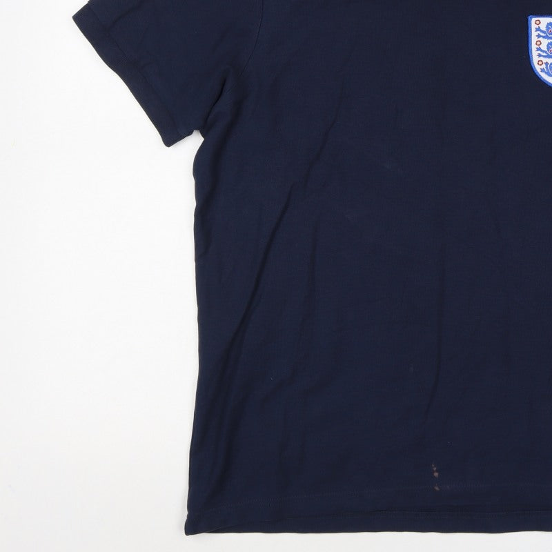England Men’s Blue XL Cotton Football Crest Crew Neck T-Shirt