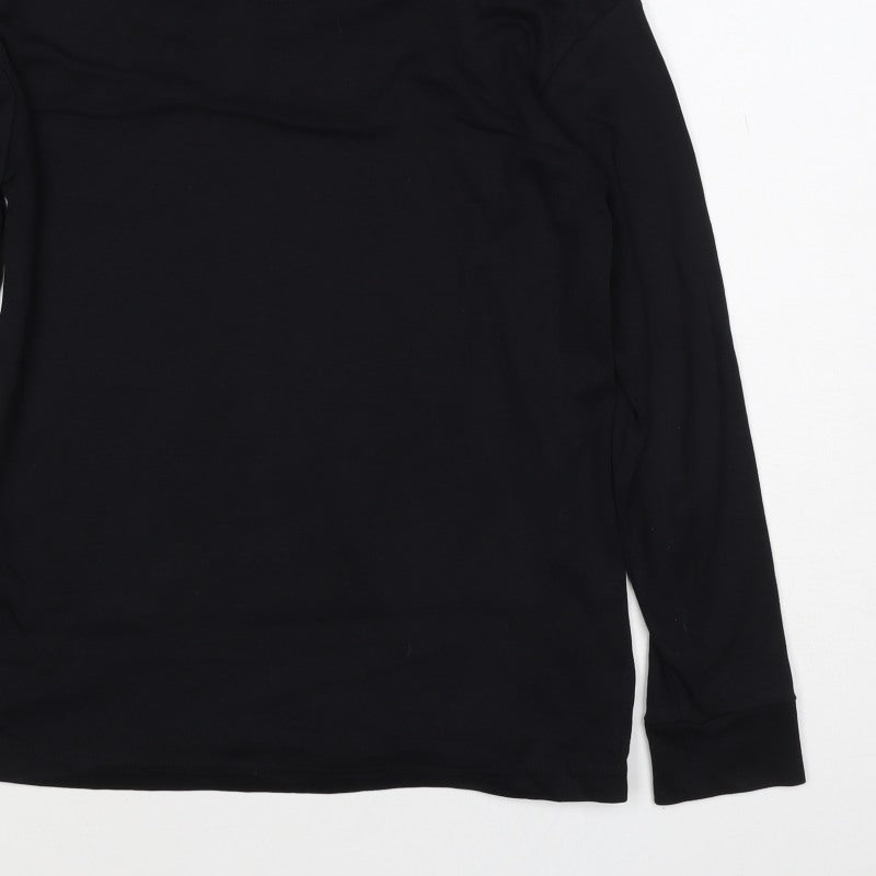 Active Ski Boys Black 11-12 Years Cotton Long Sleeve High Neck Basic Top