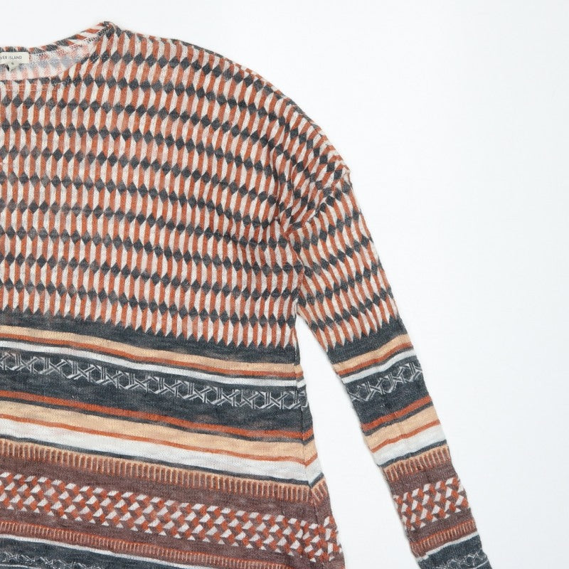 River Island Women Multicoloured Size 6 Aztec Geometric Knit Jumper