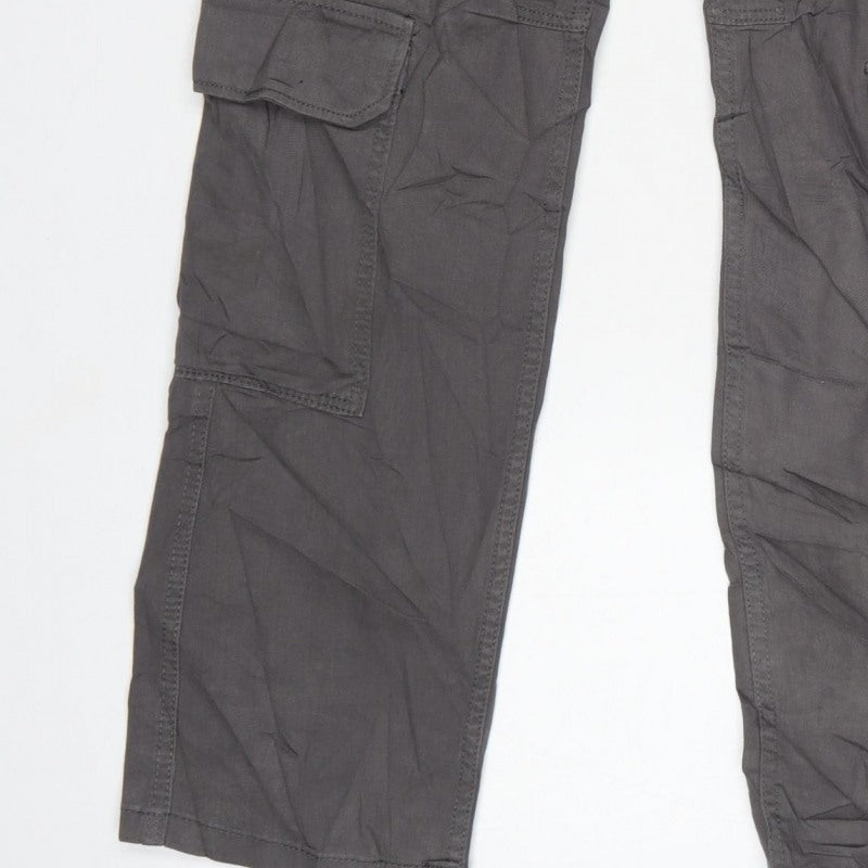 Bershka Women’s Grey UK 4 Cotton Cargo Trousers Drawstring Pockets