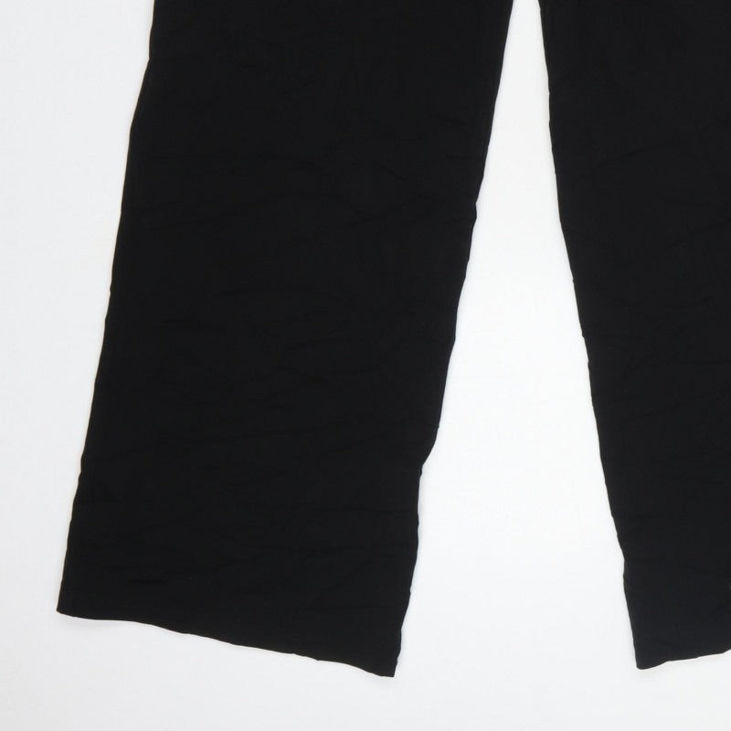 Bershka Women’s Black UK 6 High Rise Wide Leg Tailored Trousers