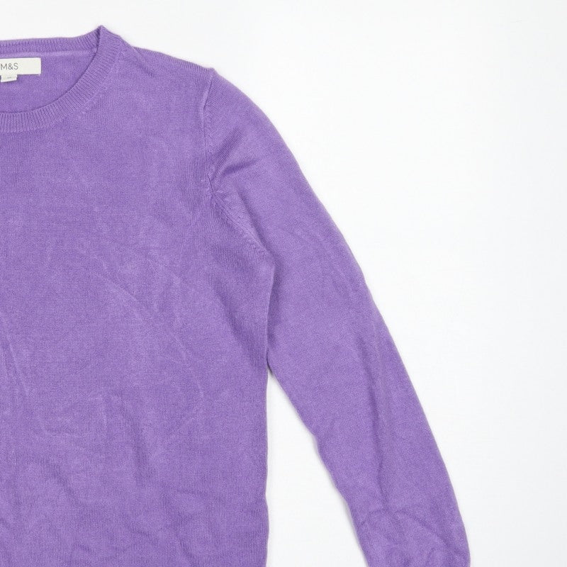 Marks and Spencer Women Purple UK 10 Crew Neck Knit Pullover Jumper