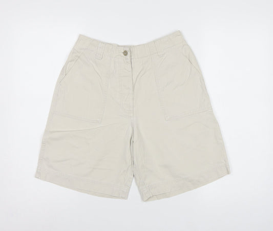 St Michael Marks & Spencer Women Beige UK 10 Cotton Bermuda Shorts