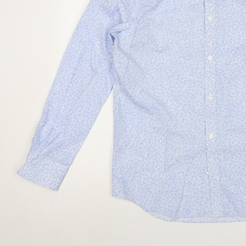 Marks and Spencer Men's Blue 15.5 Regular Fit Floral Formal Shirt
