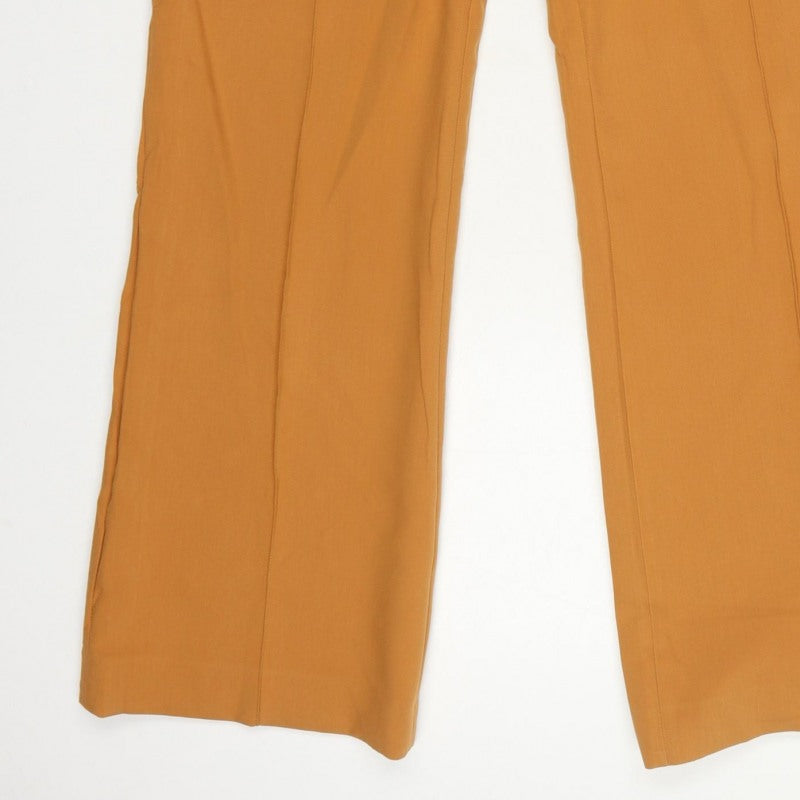 Zara Women Orange UK 12 High Rise Wide Leg Tailored Trousers