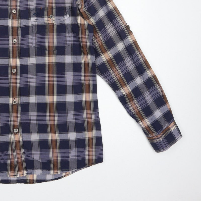 Camel Active Men’s XS Navy Check Long Sleeve Button-Up Outdoor Shirt