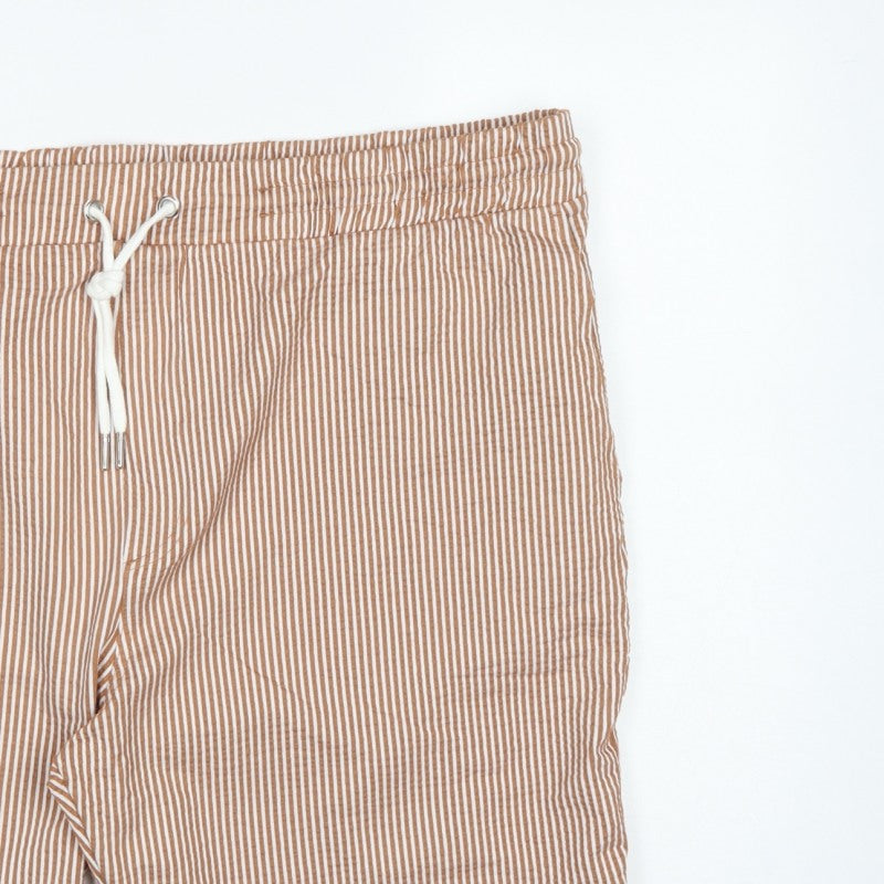 Marks and Spencer Men Brown White Stripe Drawstring Shorts 3XL 46in