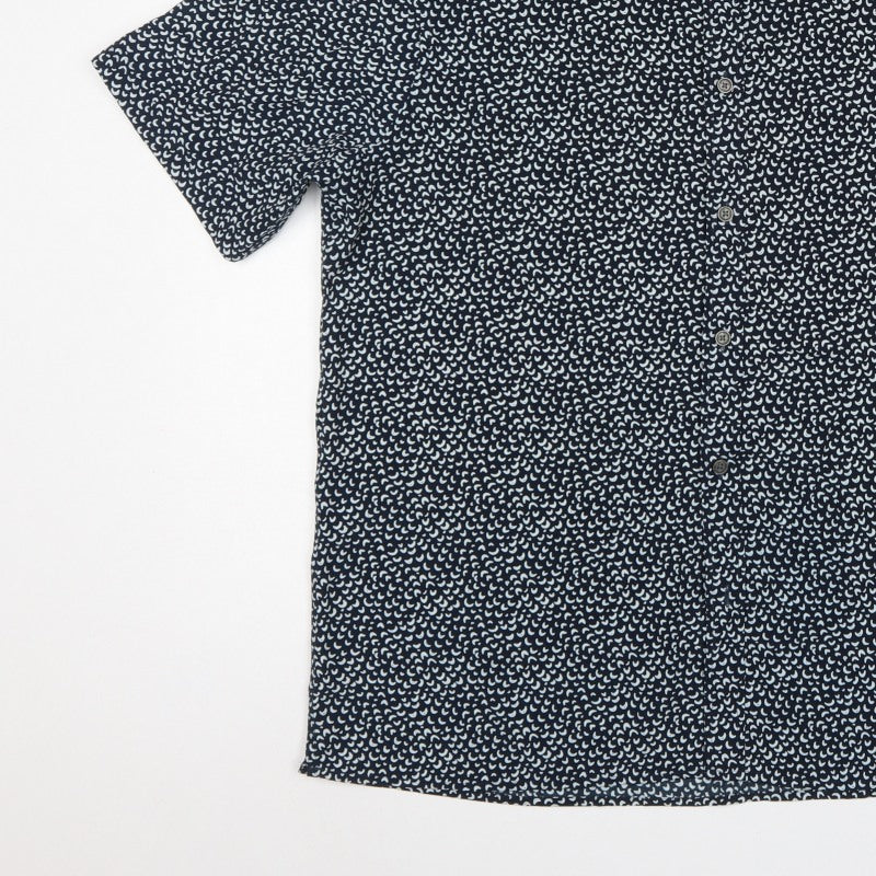 Marks & Spencer Men Black L Relaxed Fit Abstract Print Short Sleeve Shirt