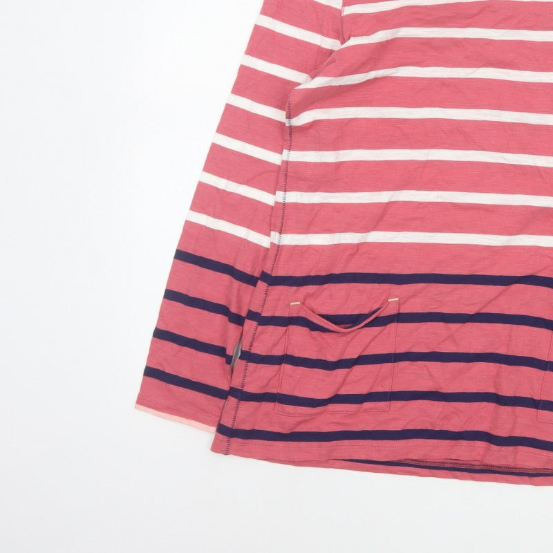 White Stuff Women Pink Stripe Cotton Jersey Long Sleeve Top UK 10