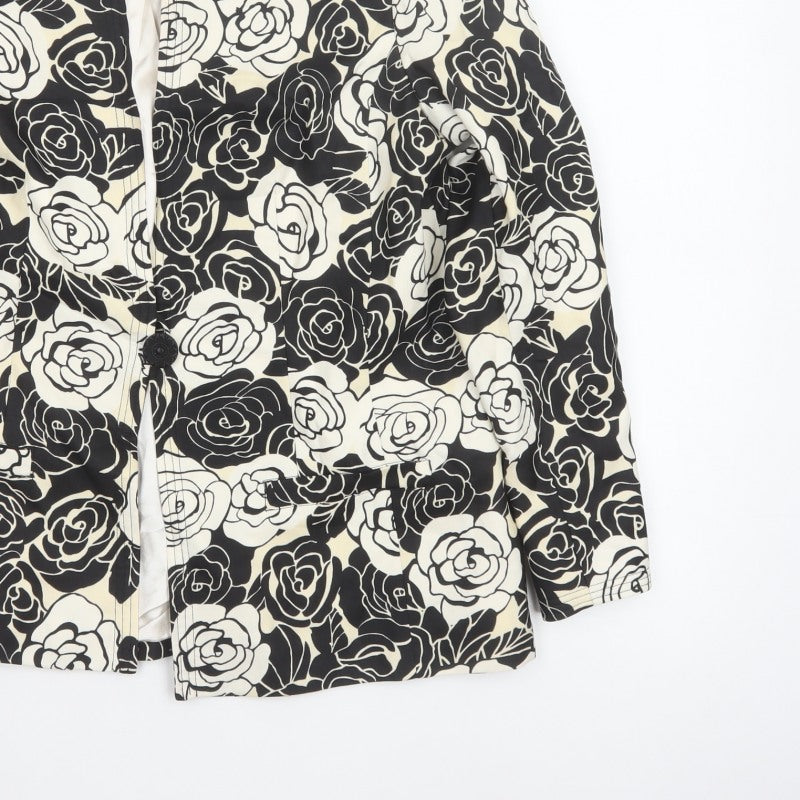 Klus Collection Women’s Black Ivory Floral Blazer UK 18 Lined