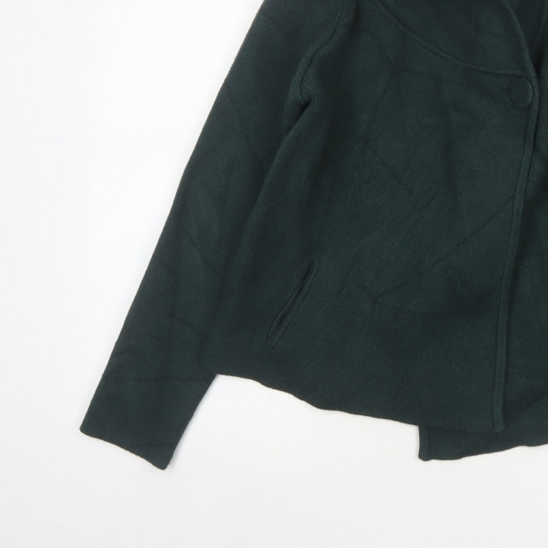 Adrienne Vittadini Women Green M Asymmetric Cowl Neck Cardigan Pockets