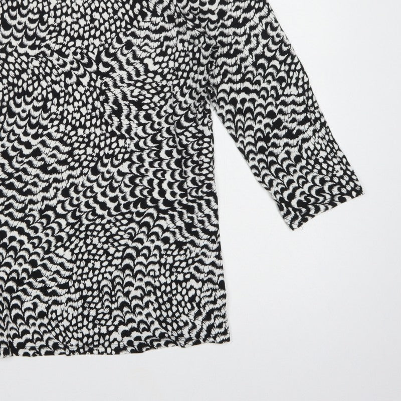 Tu Women's Black White Geometric Tunic Top UK 16 3/4 Sleeve