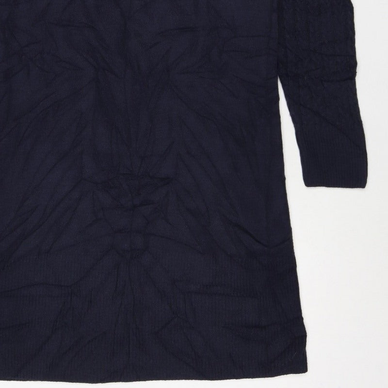 TU Women’s Navy Blue Size 12 Cable Knit Jumper Dress Long Sleeve