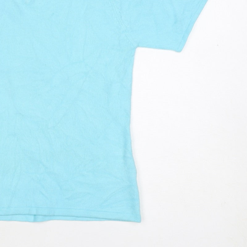 Classic Essentials Women’s Blue Size 12 Knit V-Neck Short Sleeve Top