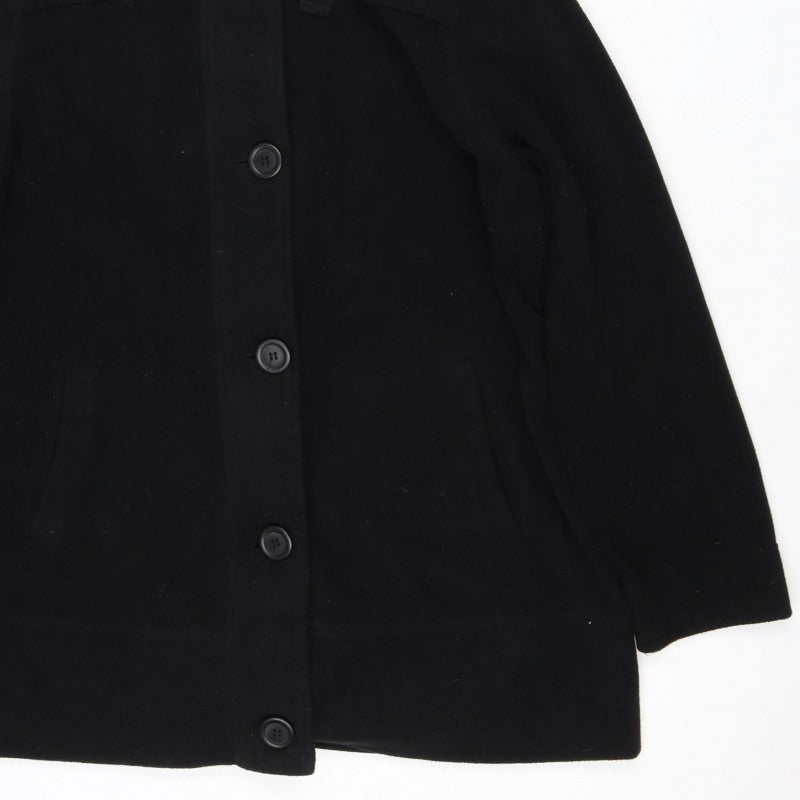 Bexleys Women Black 4XL Hooded Military Jacket Double Breasted