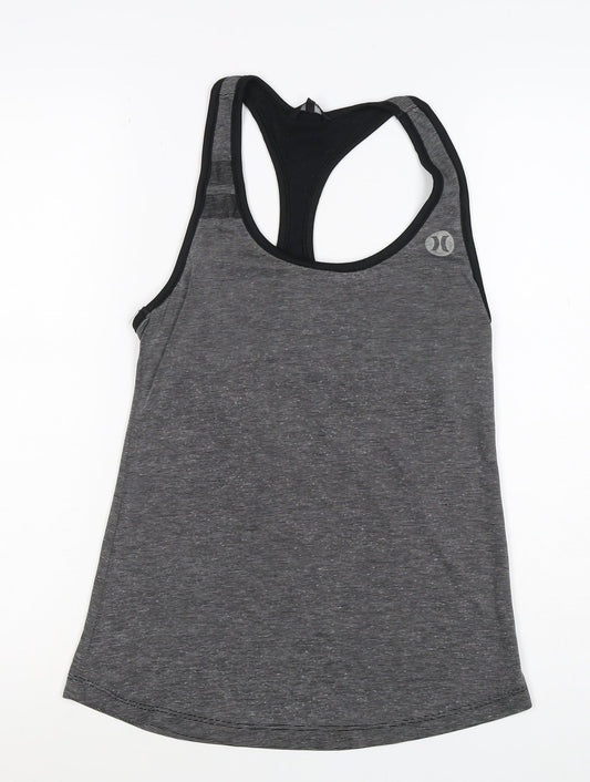 Hurley Women’s Grey Striped Racerback Tank Top XL Athletic Activewear